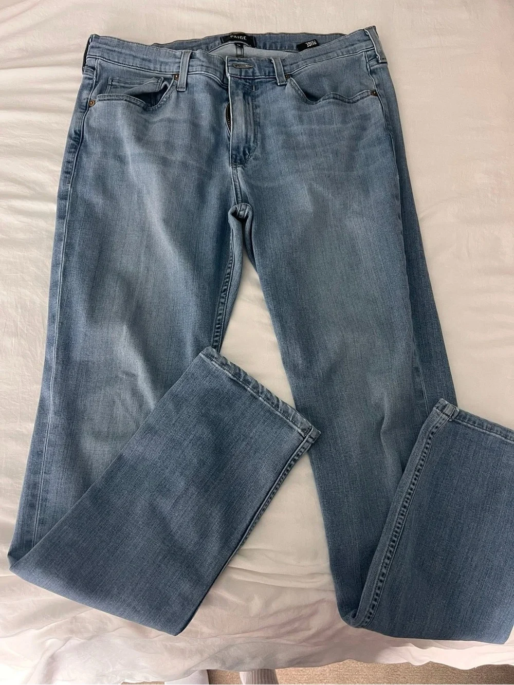 PAIGE Men's Light Wash Slim Straight Jeans - Pale Blue